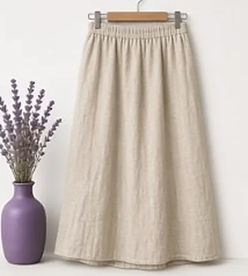 Linen midi skirt